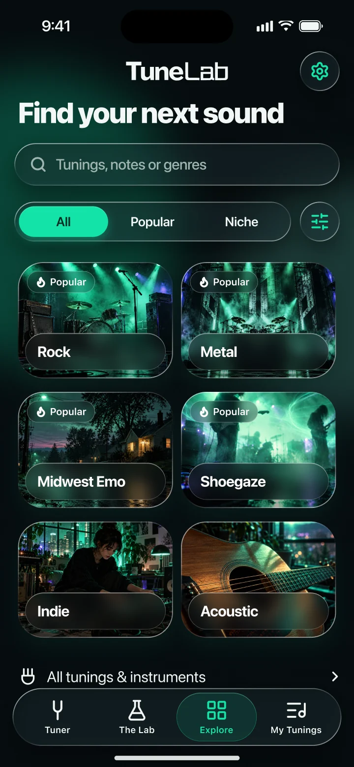 Explore: curated tunings by genre