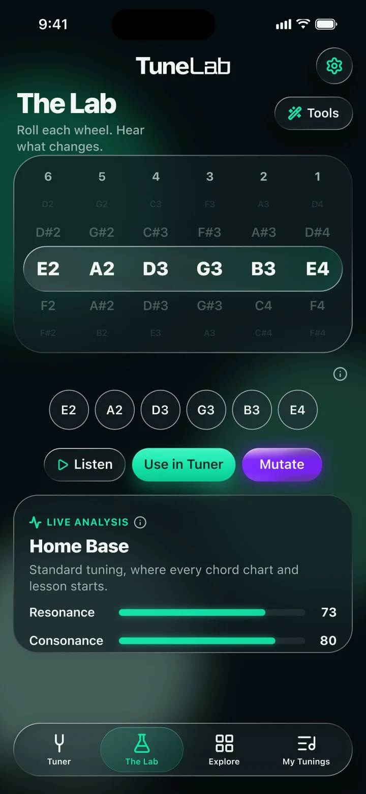 The Lab: a note wheel for each string