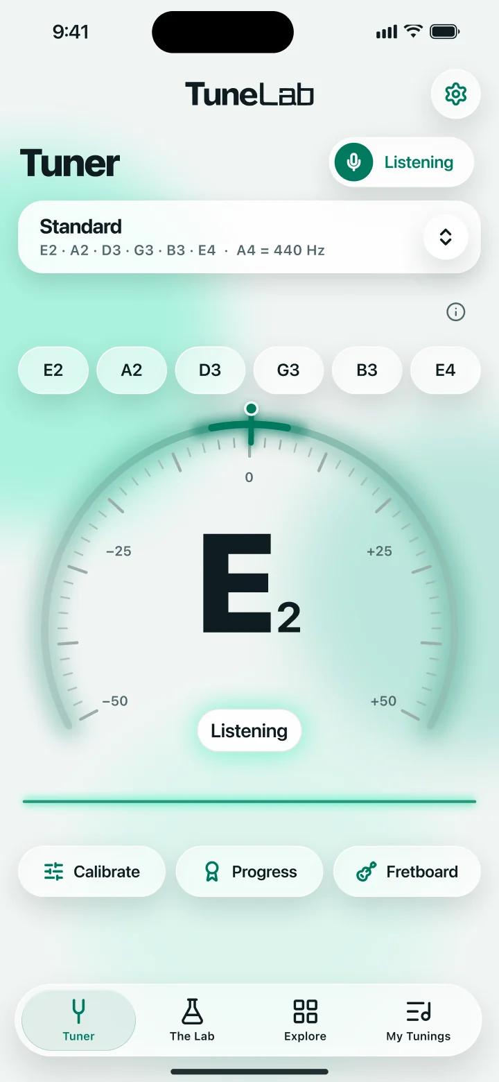 Tuner listening for a string